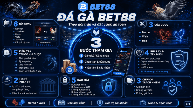 Đá Gà BET88 – Hướng Dẫn Theo Dõi Trận Và Đặt Cược